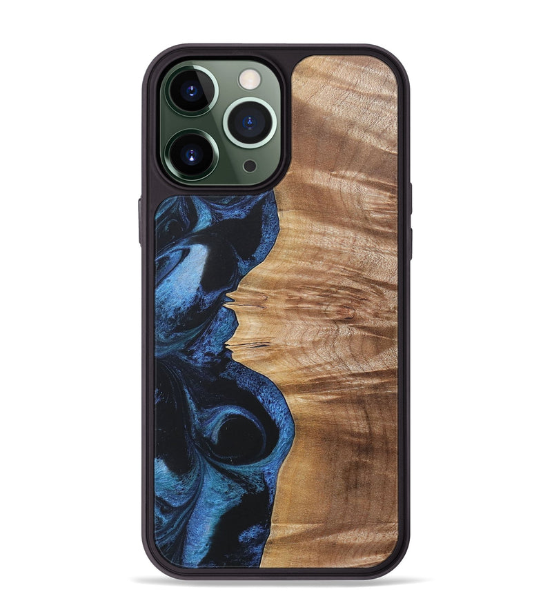 iPhone 13 Pro Max Wood+Resin Phone Case - Jarod (Blue, 689674)