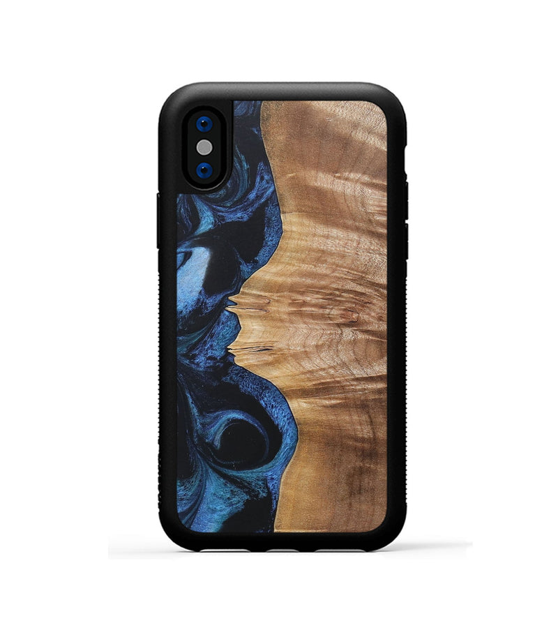 iPhone Xs Wood+Resin Phone Case - Jarod (Blue, 689674)