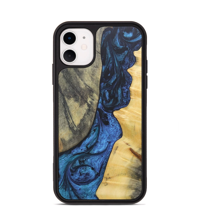 iPhone 11 Wood+Resin Phone Case - Lamont (Blue, 689689)