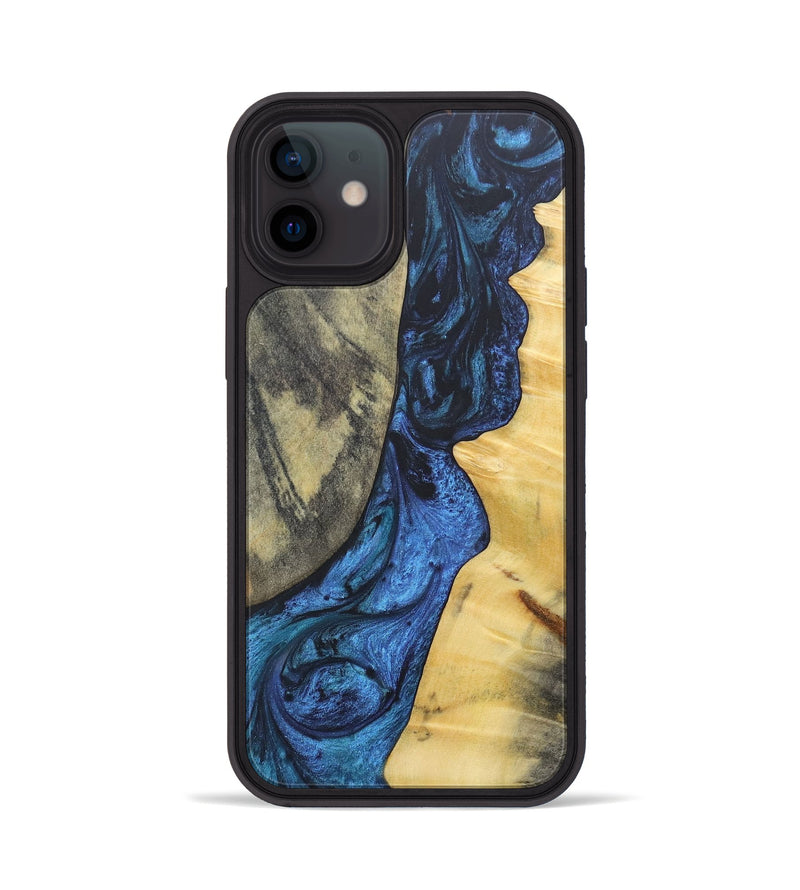 iPhone 12 Wood+Resin Phone Case - Lamont (Blue, 689689)