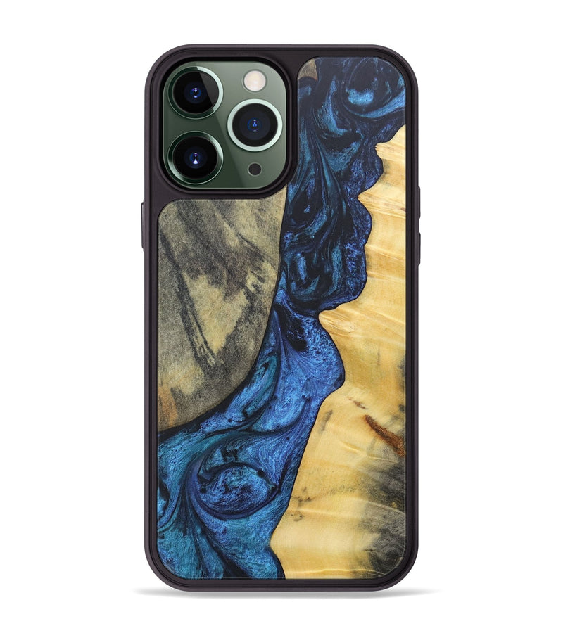 iPhone 13 Pro Max Wood+Resin Phone Case - Lamont (Blue, 689689)