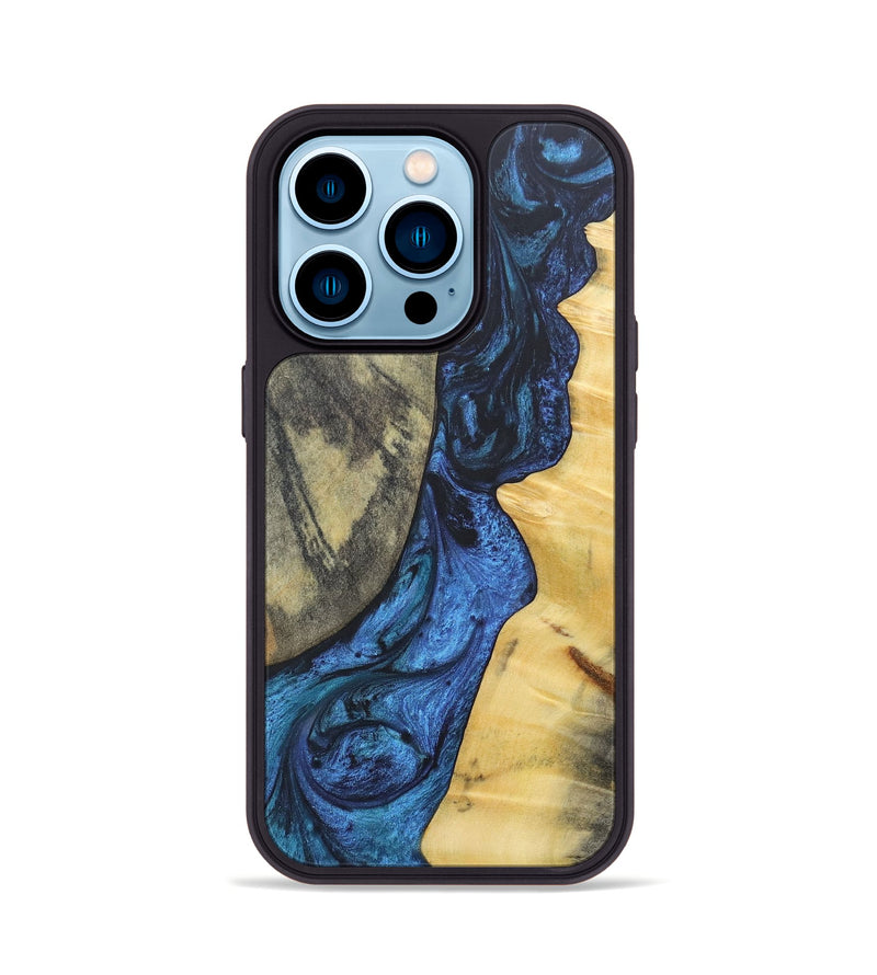 iPhone 14 Pro Wood+Resin Phone Case - Lamont (Blue, 689689)