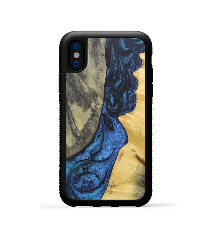 iPhone Xs Wood+Resin Phone Case - Lamont (Blue, 689689)