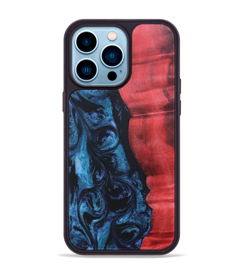 iPhone 14 Pro Max Wood+Resin Phone Case - Brendon (Blue, 689695)
