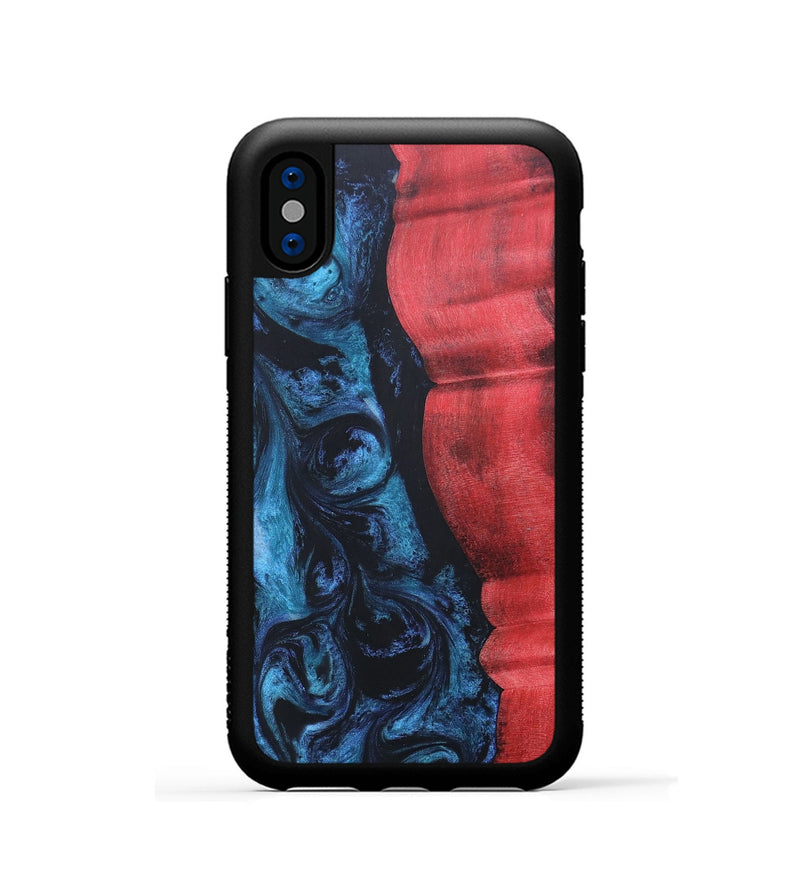 iPhone Xs Wood+Resin Phone Case - Brendon (Blue, 689695)