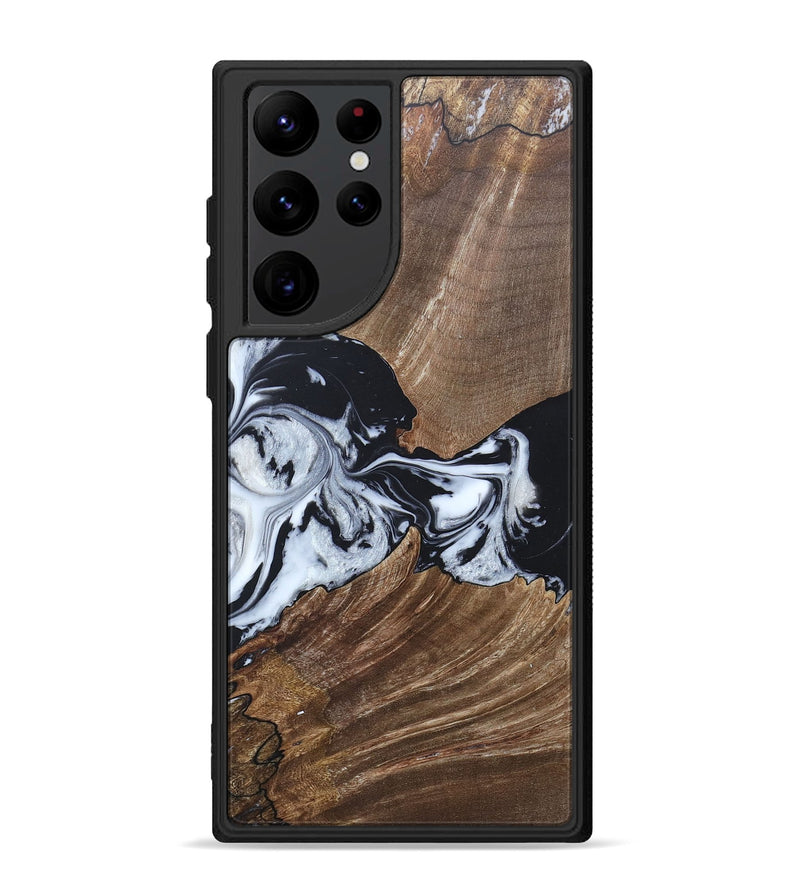 Galaxy S22 Ultra Wood+Resin Phone Case - Staci (Black & White, 689825)