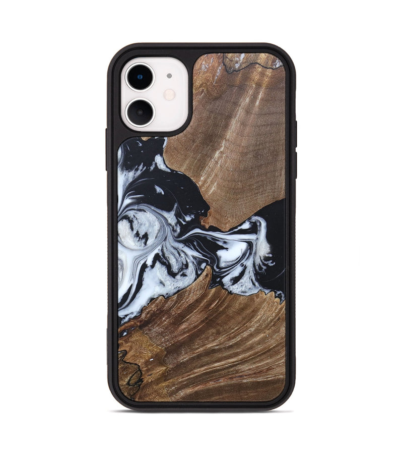 iPhone 11 Wood+Resin Phone Case - Staci (Black & White, 689825)