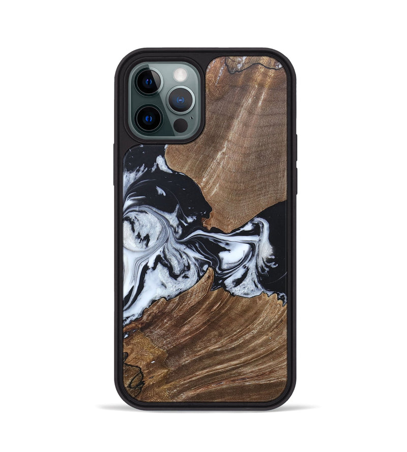 iPhone 12 Pro Wood+Resin Phone Case - Staci (Black & White, 689825)
