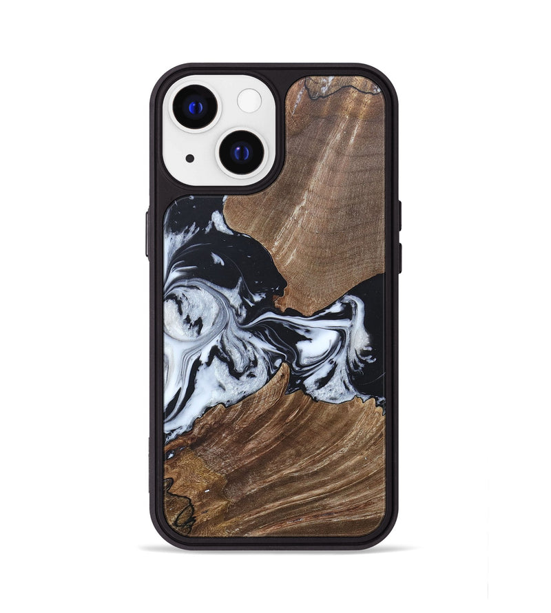 iPhone 13 Wood+Resin Phone Case - Staci (Black & White, 689825)