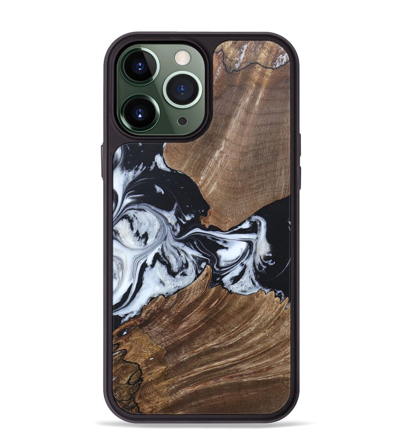 iPhone 13 Pro Max Wood+Resin Phone Case - Staci (Black & White, 689825)