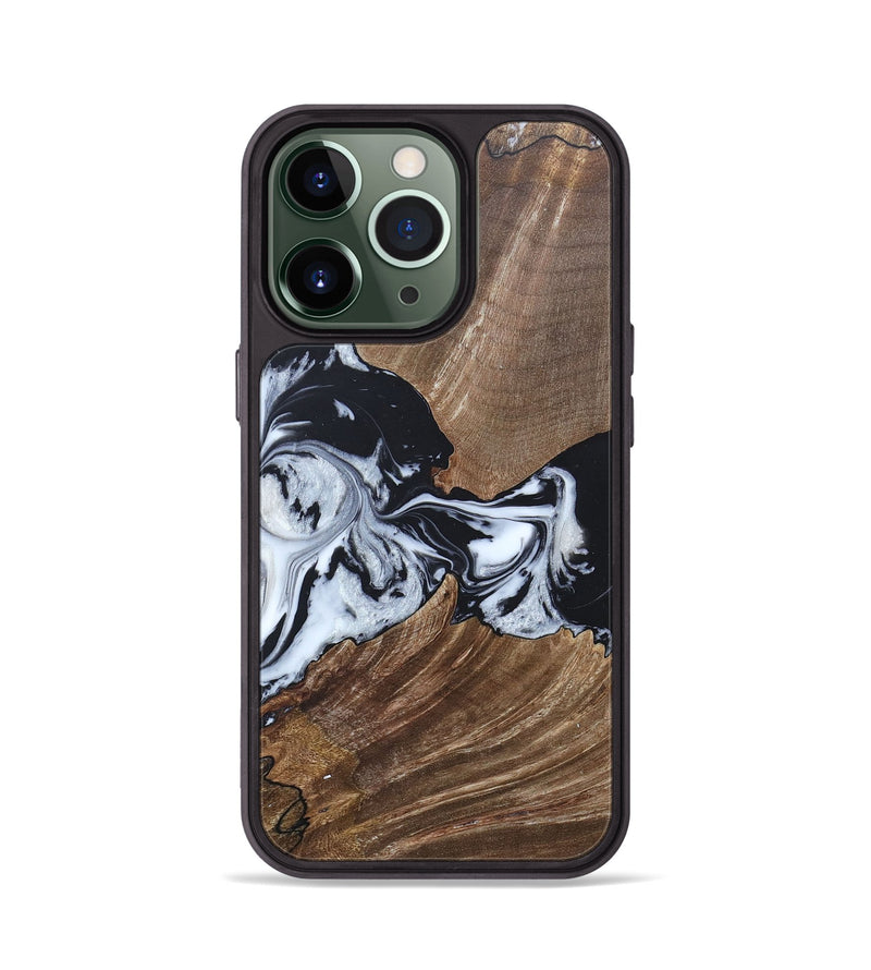 iPhone 13 Pro Wood+Resin Phone Case - Staci (Black & White, 689825)