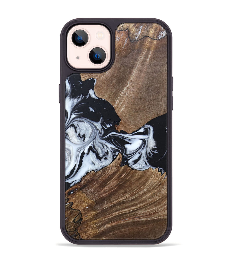 iPhone 14 Plus Wood+Resin Phone Case - Staci (Black & White, 689825)