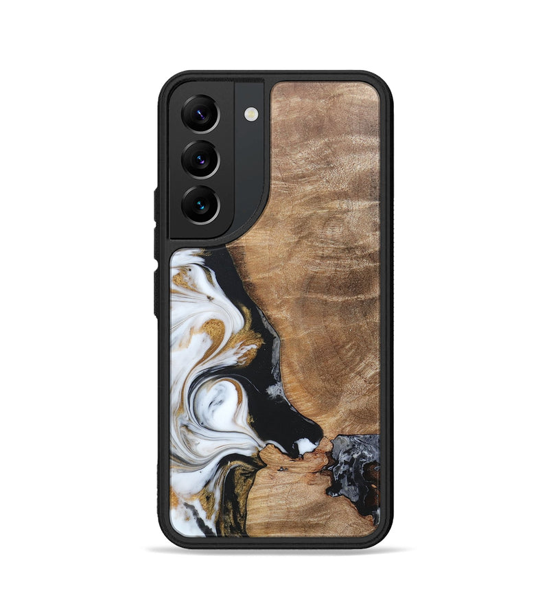 Galaxy S22 Wood+Resin Phone Case - Katharine (Black & White, 689833)
