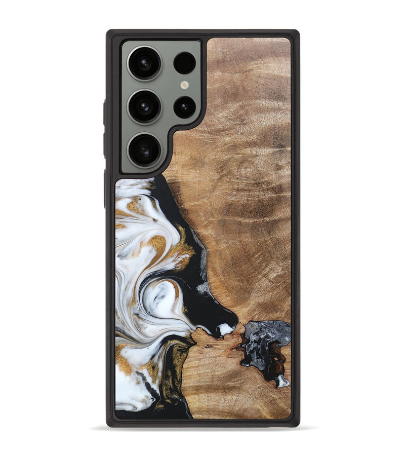 Galaxy S23 Ultra Wood+Resin Phone Case - Katharine (Black & White, 689833)