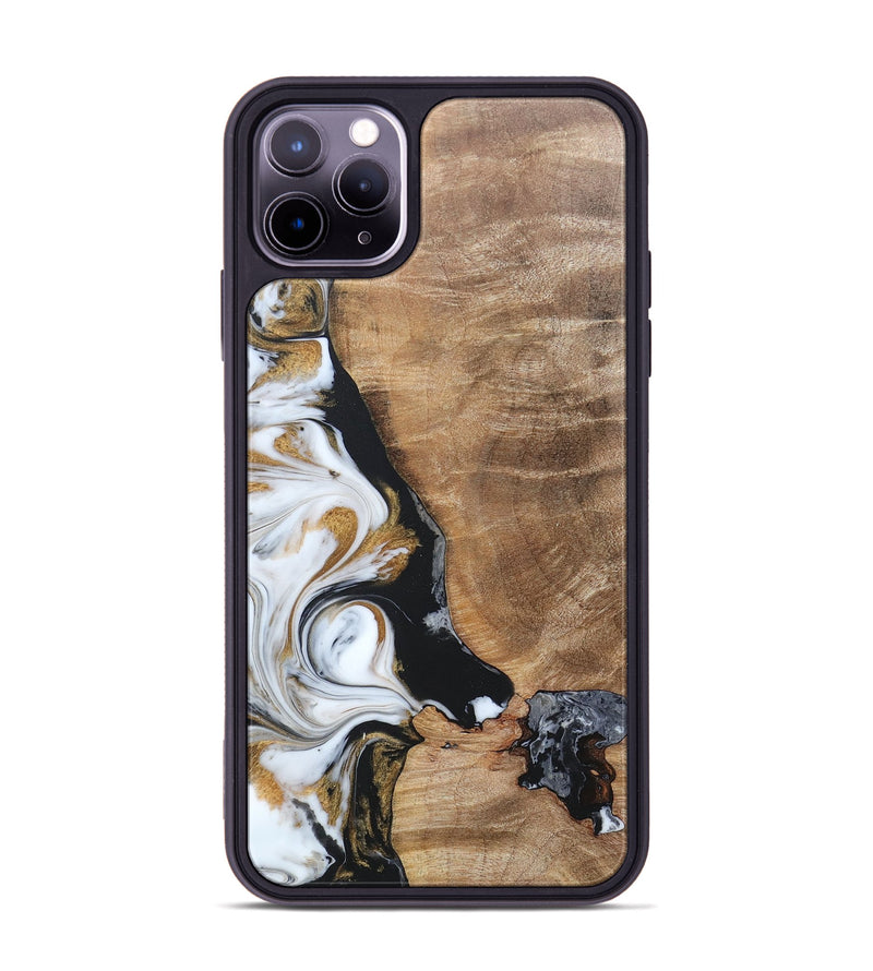 iPhone 11 Pro Max Wood+Resin Phone Case - Katharine (Black & White, 689833)