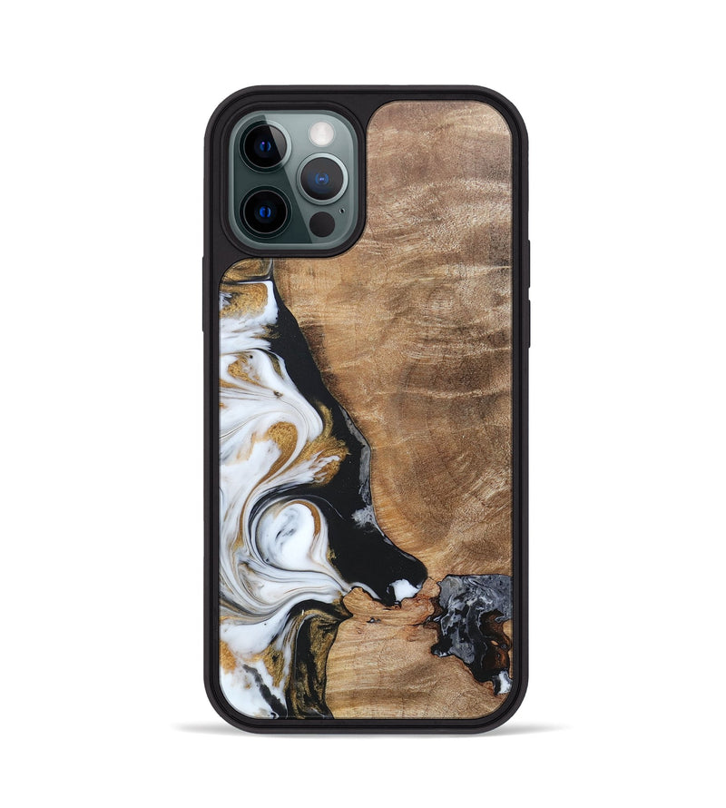 iPhone 12 Pro Wood+Resin Phone Case - Katharine (Black & White, 689833)