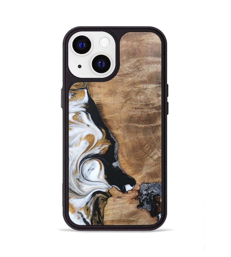 iPhone 13 Wood+Resin Phone Case - Katharine (Black & White, 689833)