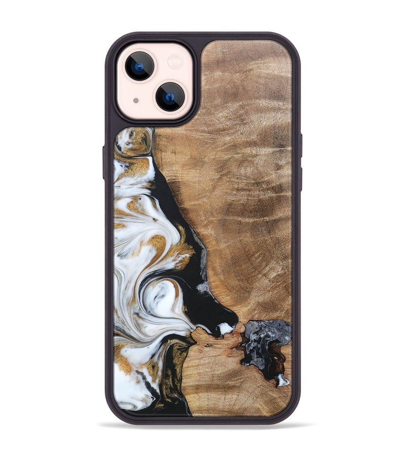 iPhone 14 Plus Wood+Resin Phone Case - Katharine (Black & White, 689833)