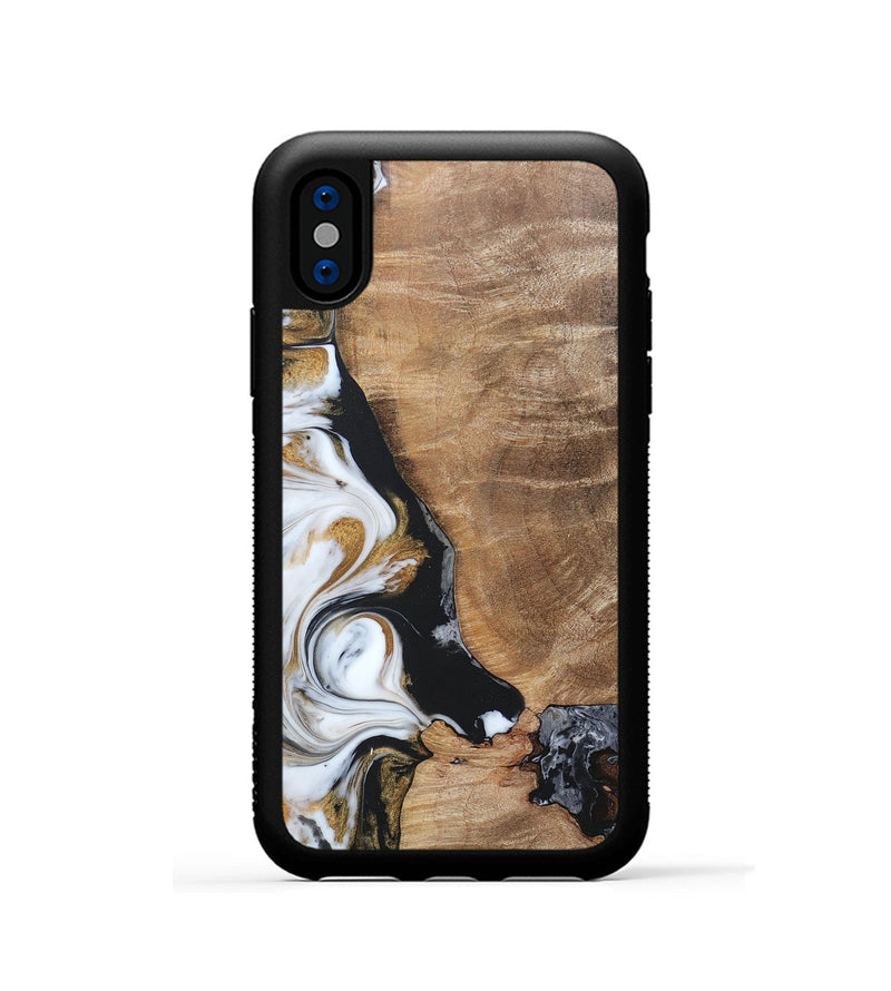 iPhone Xs Wood+Resin Phone Case - Katharine (Black & White, 689833)