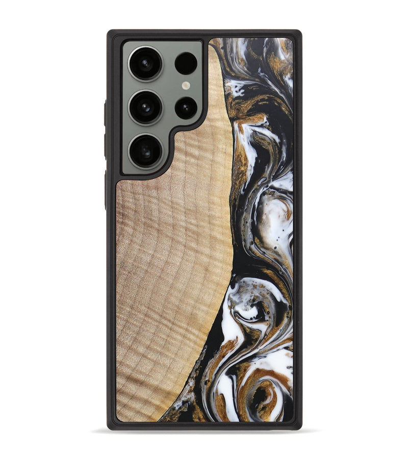 Galaxy S23 Ultra Wood+Resin Phone Case - Khadijah (Black & White, 689835)