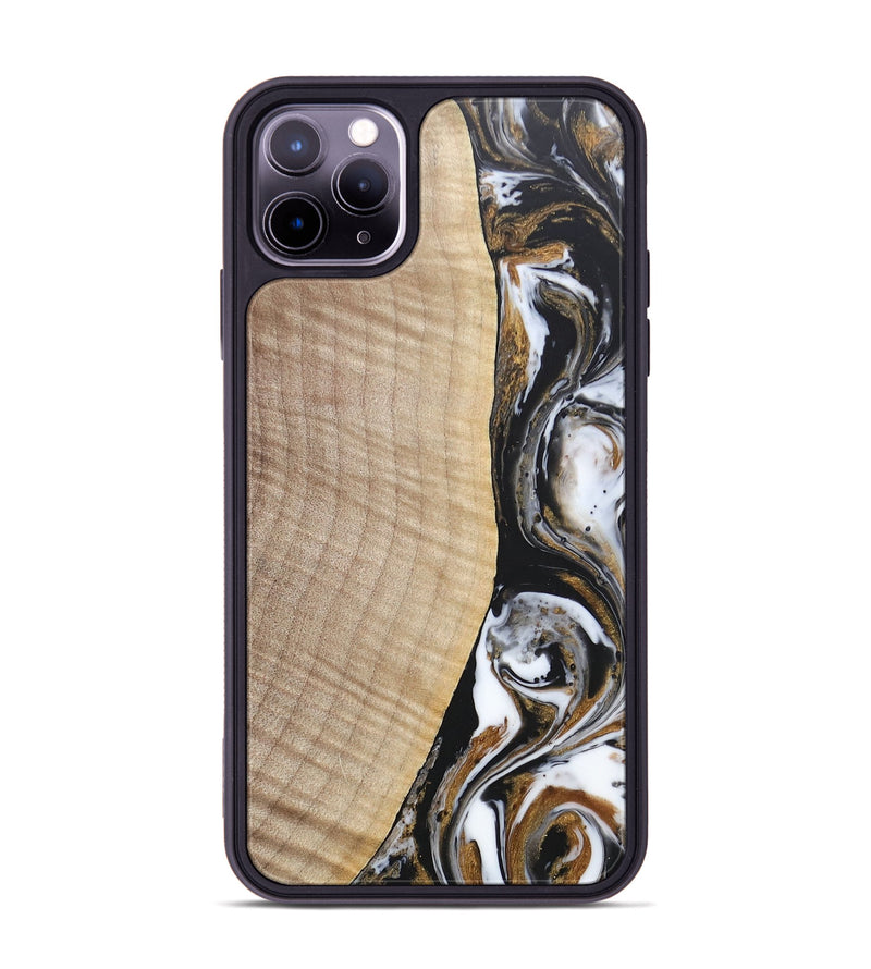 iPhone 11 Pro Max Wood+Resin Phone Case - Khadijah (Black & White, 689835)