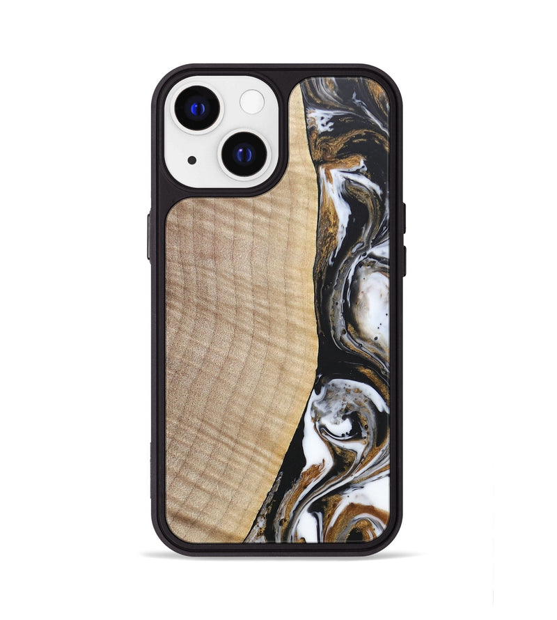 iPhone 13 Wood+Resin Phone Case - Khadijah (Black & White, 689835)