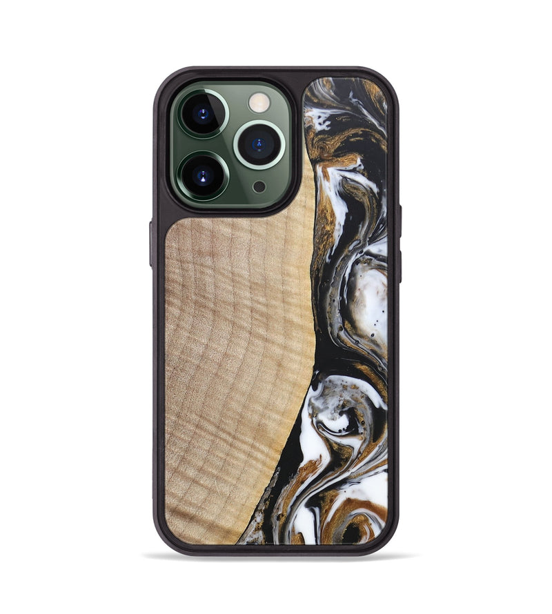 iPhone 13 Pro Wood+Resin Phone Case - Khadijah (Black & White, 689835)