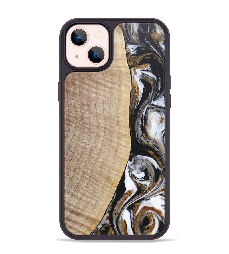 iPhone 14 Plus Wood+Resin Phone Case - Khadijah (Black & White, 689835)