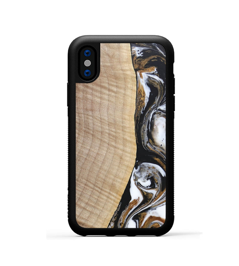 iPhone Xs Wood+Resin Phone Case - Khadijah (Black & White, 689835)