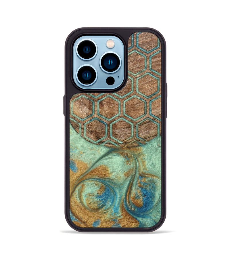 iPhone 14 Pro Wood+Resin Phone Case - Rocky (Pattern, 689849)