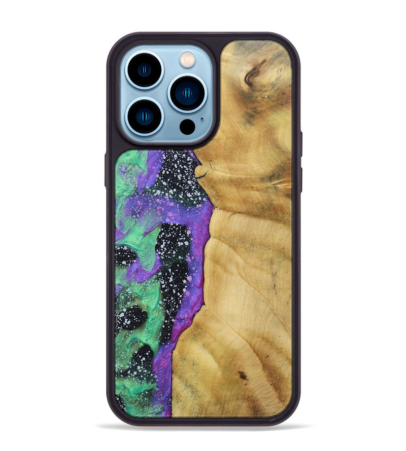 iPhone 14 Pro Max Wood+Resin Phone Case - Estrella (Cosmos, 689862)