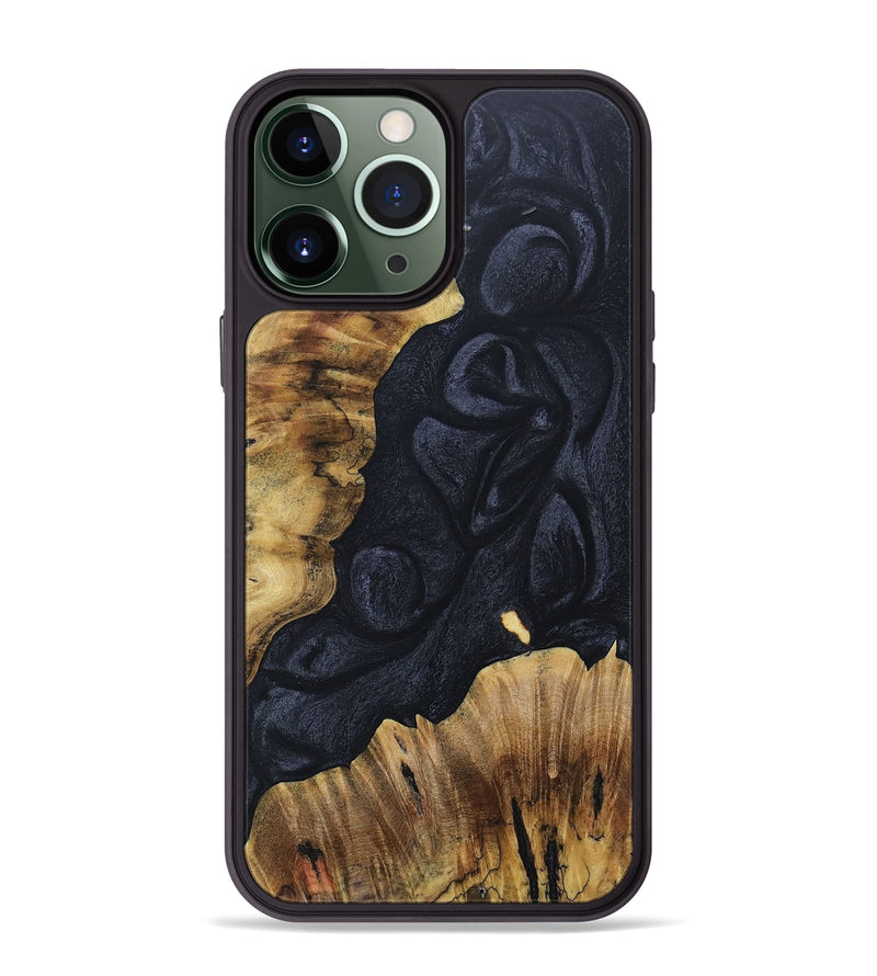 iPhone 13 Pro Max Wood+Resin Phone Case - Andre (Pure Black, 690080)