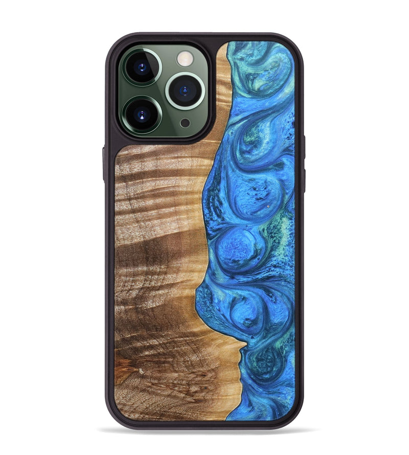 iPhone 13 Pro Max Wood+Resin Phone Case - Taylor (Blue, 690149)
