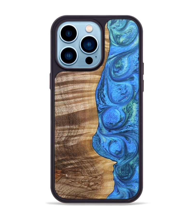 iPhone 14 Pro Max Wood+Resin Phone Case - Taylor (Blue, 690149)