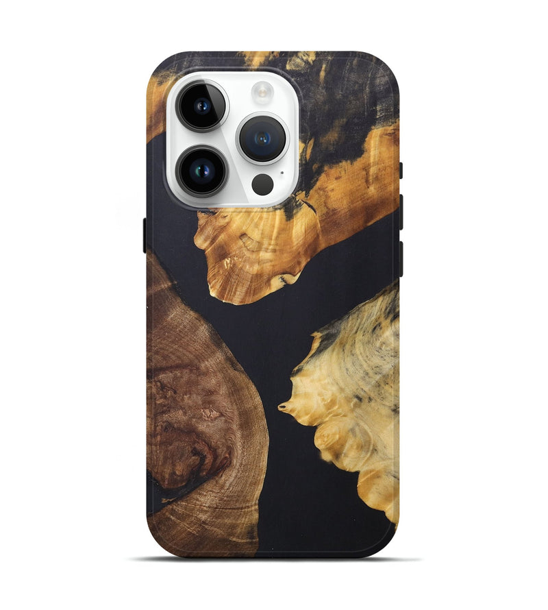 iPhone 15 Pro Wood+Resin Live Edge Phone Case - Kelsie (Pure Black, 690183)