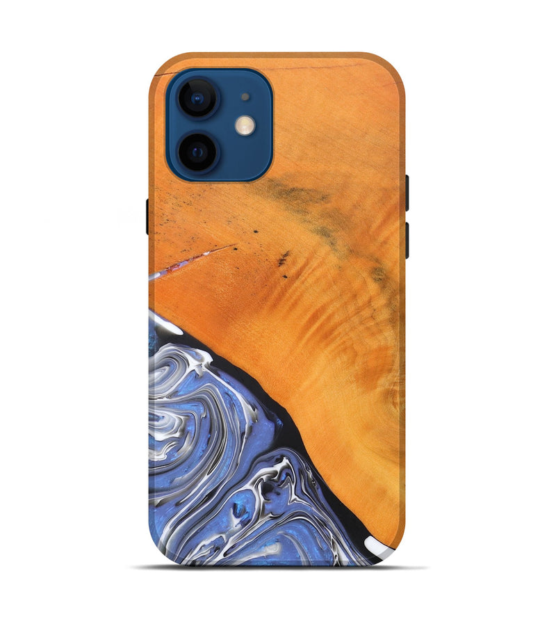 iPhone 12 Wood+Resin Live Edge Phone Case - Charlotte (Blue, 690195)