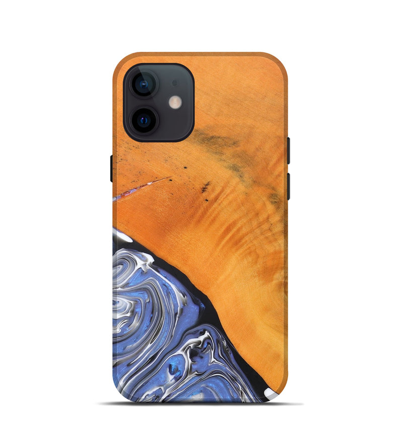 iPhone 12 mini Wood+Resin Live Edge Phone Case - Charlotte (Blue, 690195)