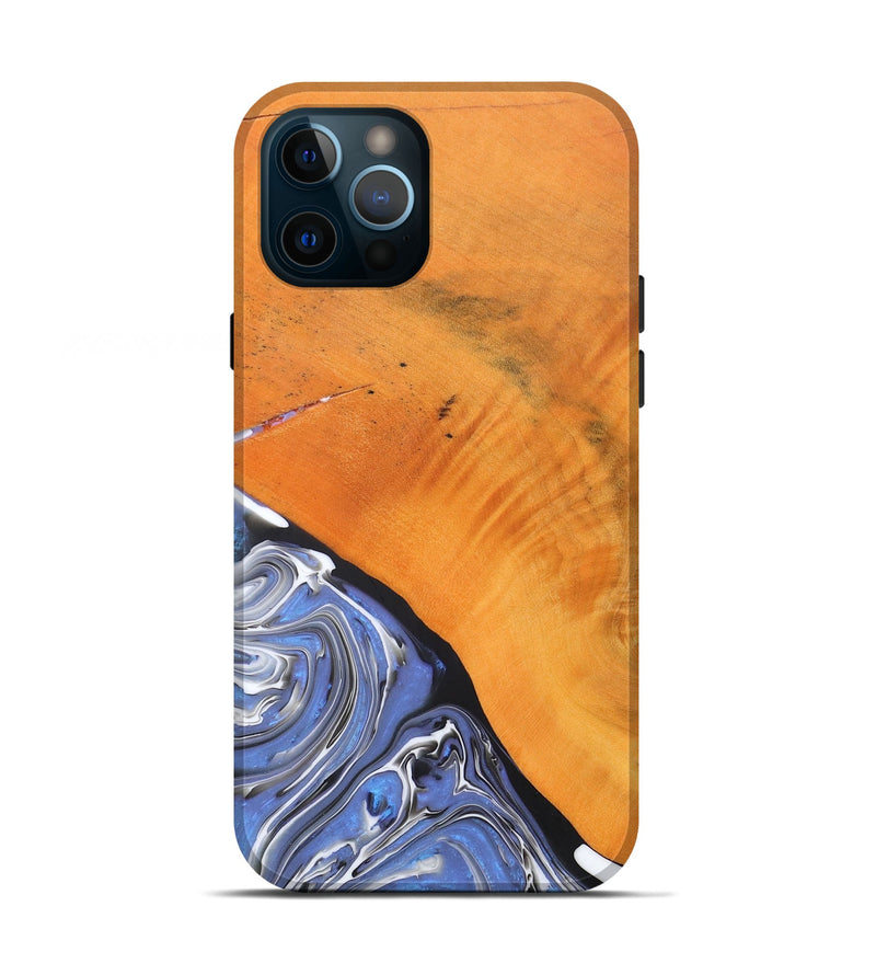 iPhone 12 Pro Wood+Resin Live Edge Phone Case - Charlotte (Blue, 690195)