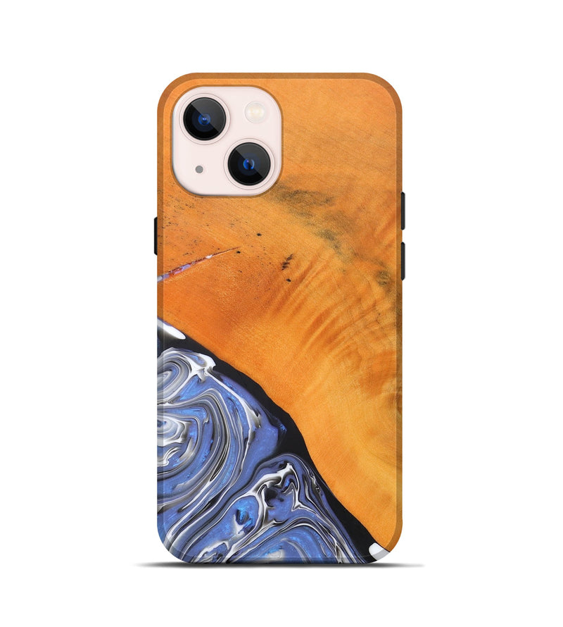 iPhone 13 mini Wood+Resin Live Edge Phone Case - Charlotte (Blue, 690195)