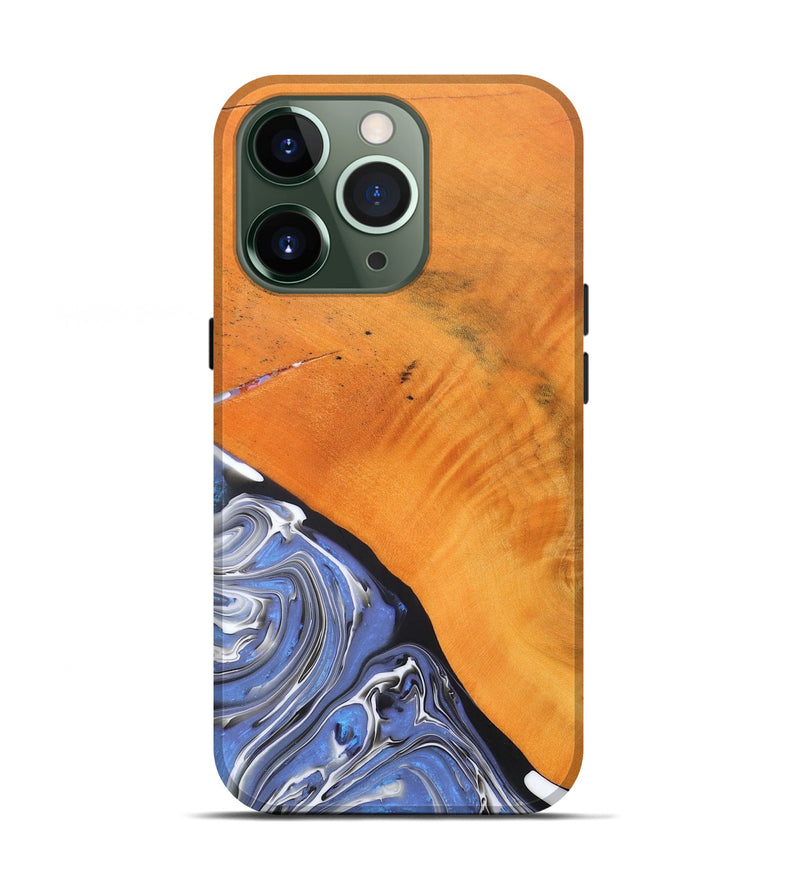 iPhone 13 Pro Wood+Resin Live Edge Phone Case - Charlotte (Blue, 690195)