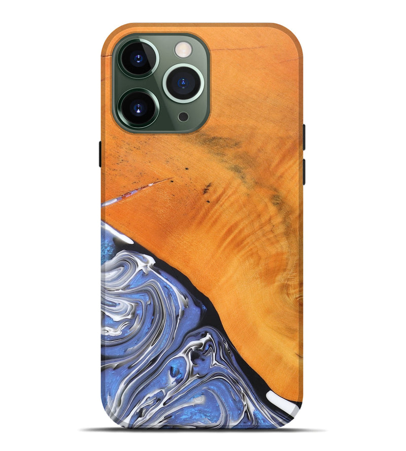 iPhone 13 Pro Max Wood+Resin Live Edge Phone Case - Charlotte (Blue, 690195)