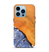 iPhone 14 Pro Wood+Resin Live Edge Phone Case - Charlotte (Blue, 690195)