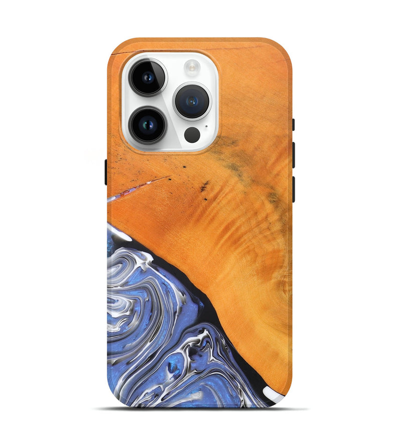 iPhone 15 Pro Wood+Resin Live Edge Phone Case - Charlotte (Blue, 690195)