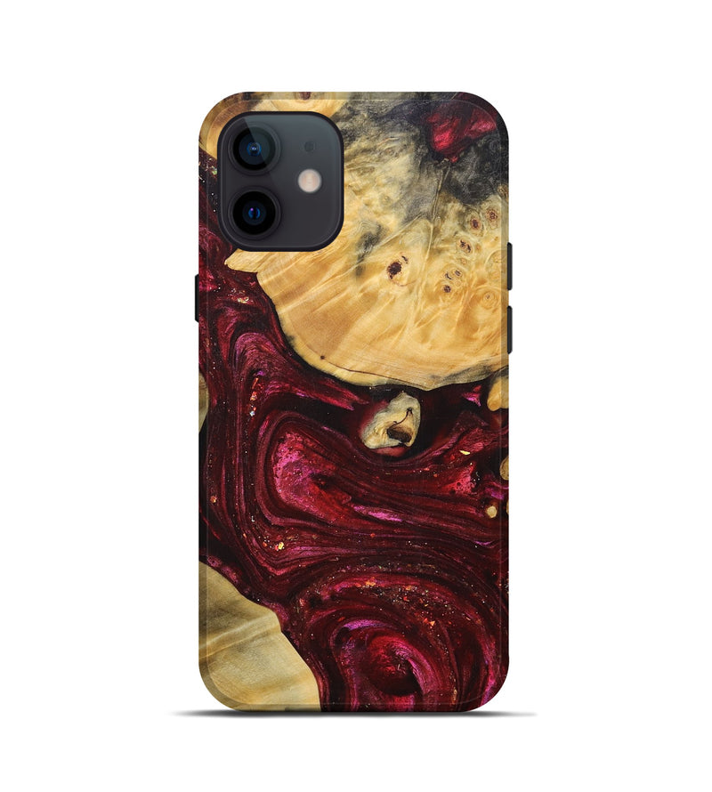 iPhone 12 mini Wood+Resin Live Edge Phone Case - Carl (Red, 690198)