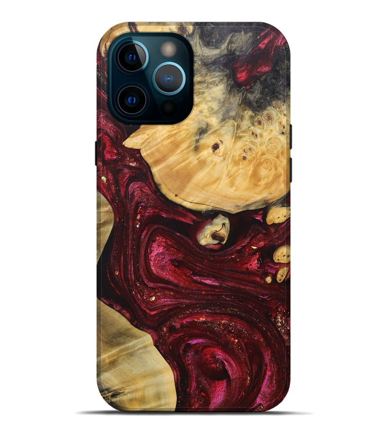 iPhone 12 Pro Max Wood+Resin Live Edge Phone Case - Carl (Red, 690198)