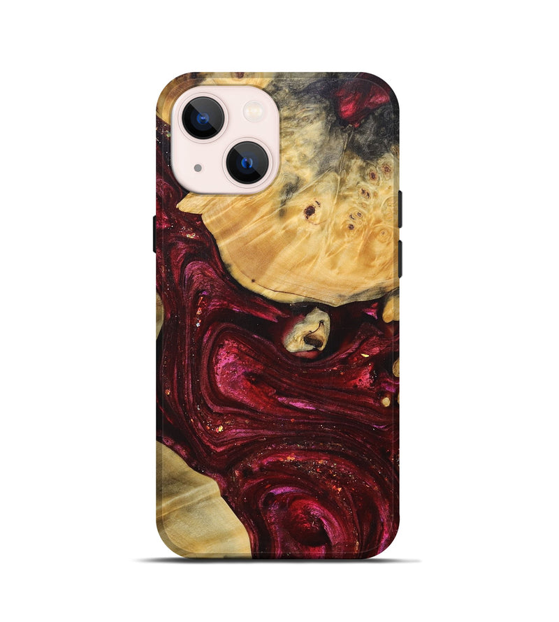 iPhone 13 mini Wood+Resin Live Edge Phone Case - Carl (Red, 690198)