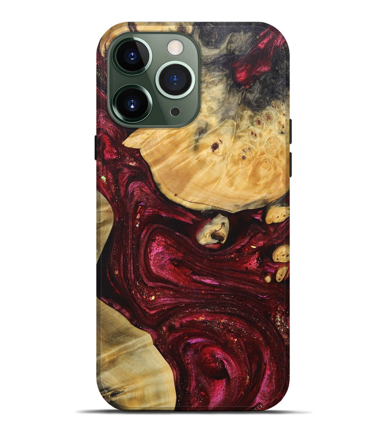 iPhone 13 Pro Max Wood+Resin Live Edge Phone Case - Carl (Red, 690198)