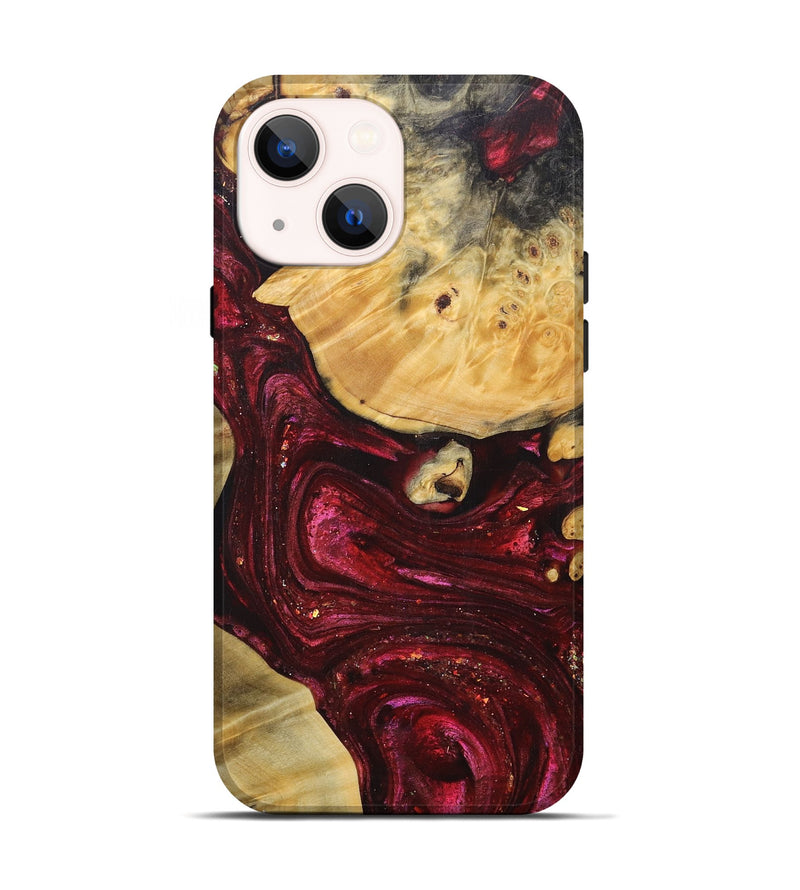 iPhone 14 Wood+Resin Live Edge Phone Case - Carl (Red, 690198)