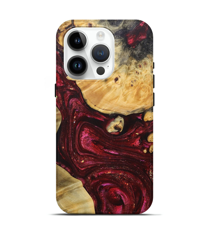 iPhone 15 Pro Wood+Resin Live Edge Phone Case - Carl (Red, 690198)