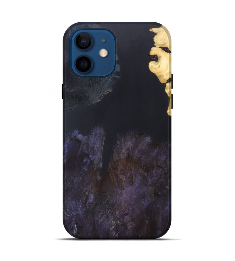 iPhone 12 Wood+Resin Live Edge Phone Case - Brent (Pure Black, 690295)